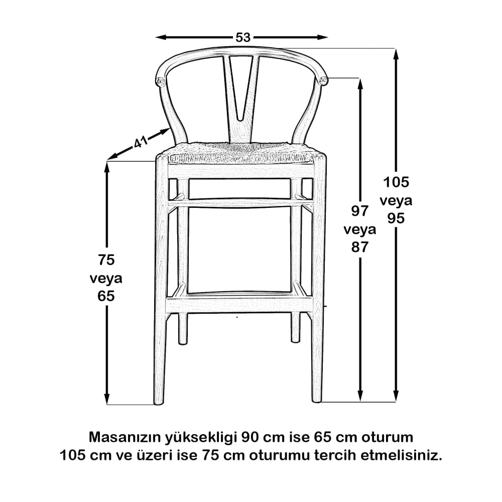 Dublin Hasırlı Bar Sandalye (Ceviz)