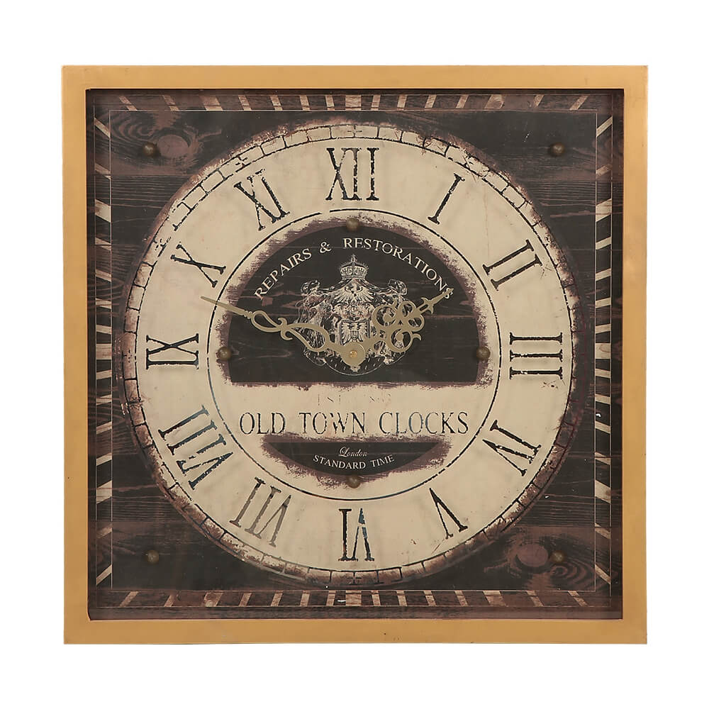 Dekoratif Duvar Saati Old Town Gold