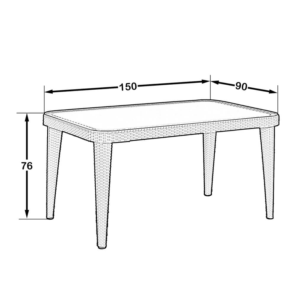 Ottawa 90x150 Bahçe Masa Antrasit
